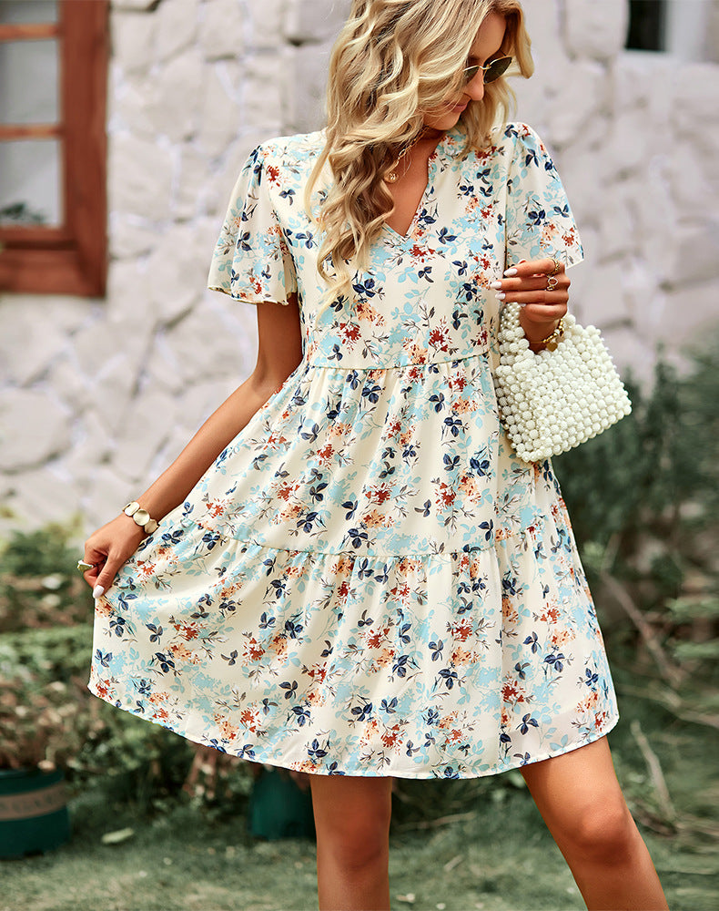 Floral V-neck Dress-6 Colors