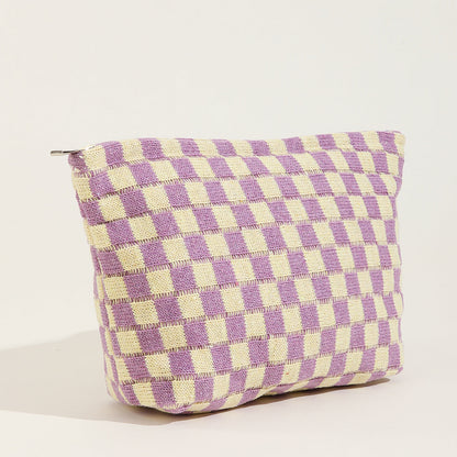 Checkered Print Cosmetic Bag