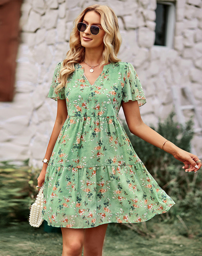 Floral V-neck Dress-6 Colors