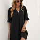 Notched Neck Flounce Sleeve Tunic Dress