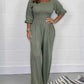 Square Neck Casual Solid Jumpsuit