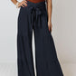 Boho Strappy Elastic Waist Wide Leg Pants