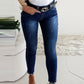 Bow Beaded Mid-Rise Skinny Jeans