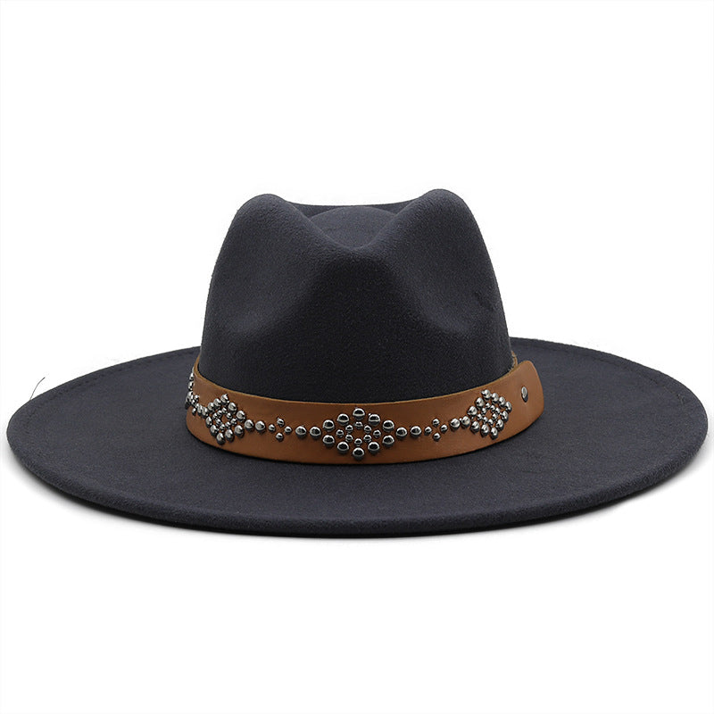 Studded Wide Brim Panama Hat