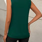 Solid Color Crew Neck Pleated Tank Top