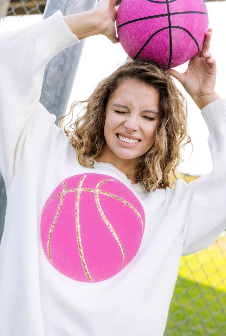 Sequin Basketball Patch Sweatshirt