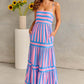 Striped Spaghetti Strap Smocked Tiered Dress