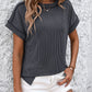 Exposed Seam Crew Neck Ribbed T-shirt-6 Colors