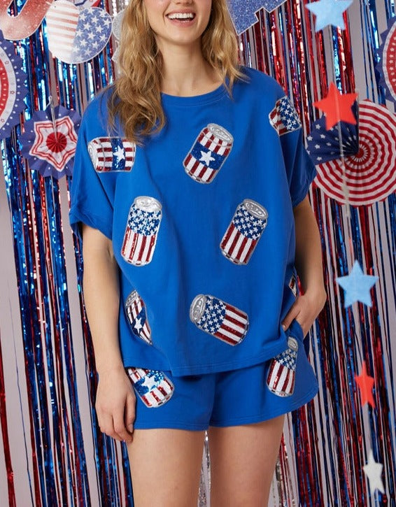 Independence Day Sequined Top + Shorts Set