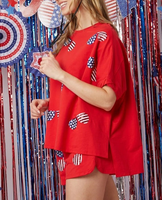 Independence Day Sequined Top + Shorts Set