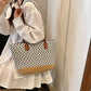 Contrast Woven Tote Shoulder Bag