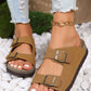 Beach Double Buckle Cork Slippers