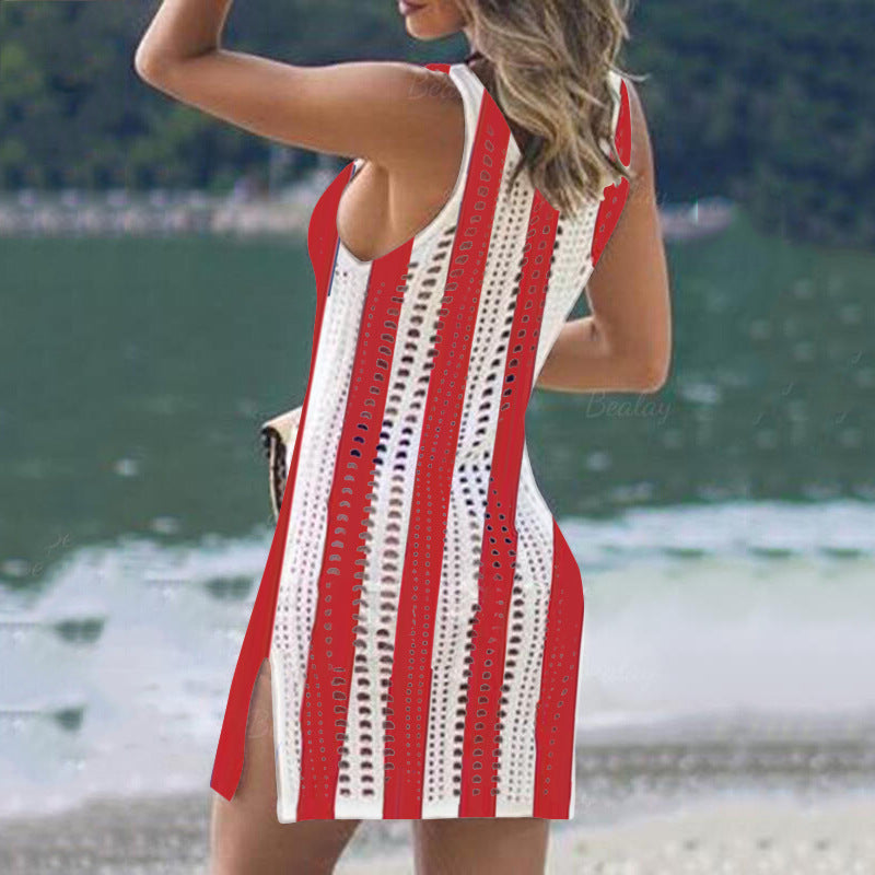 Hollow Out Crochet Cover Up Dress with Slits