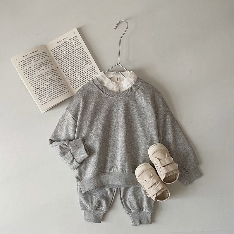 Kid's Solid Sweatshirt Suits