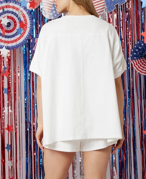 Independence Day Sequined Top + Shorts Set