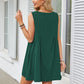 V-neck Sleeveless Pleated Pocket Dress