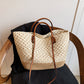 Contrast Woven Tote Shoulder Bag