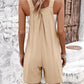 Solid Color Cotton and Linen Jumpsuit