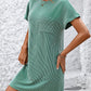 Ribbed Short Sleeve Pocket Dress-8 Colors