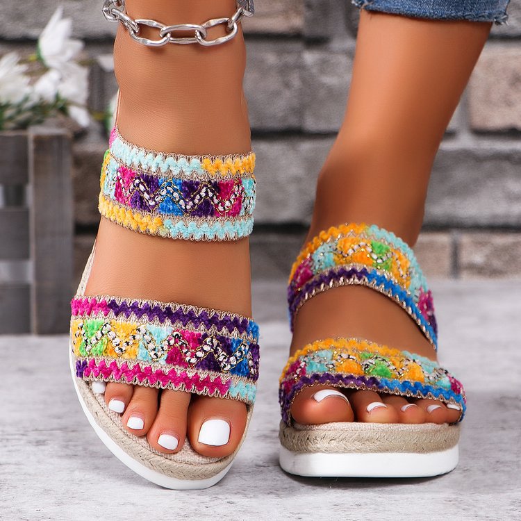 Casual Canvas Wide Strap Sandals