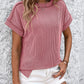 Exposed Seam Crew Neck Ribbed T-shirt-6 Colors