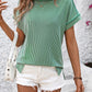 Exposed Seam Crew Neck Ribbed T-shirt-6 Colors