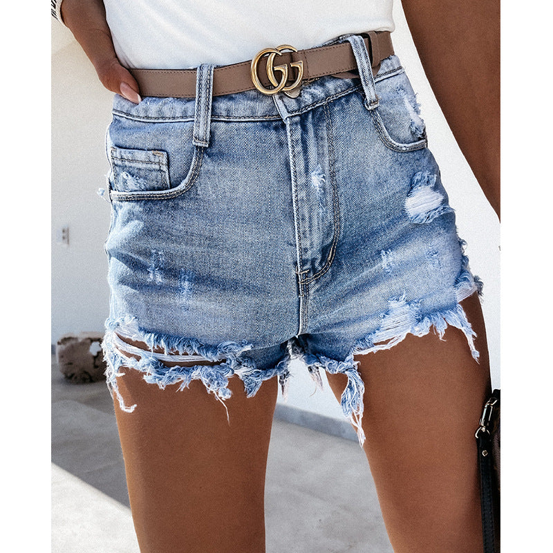 High Waist Ripped Denim Shorts