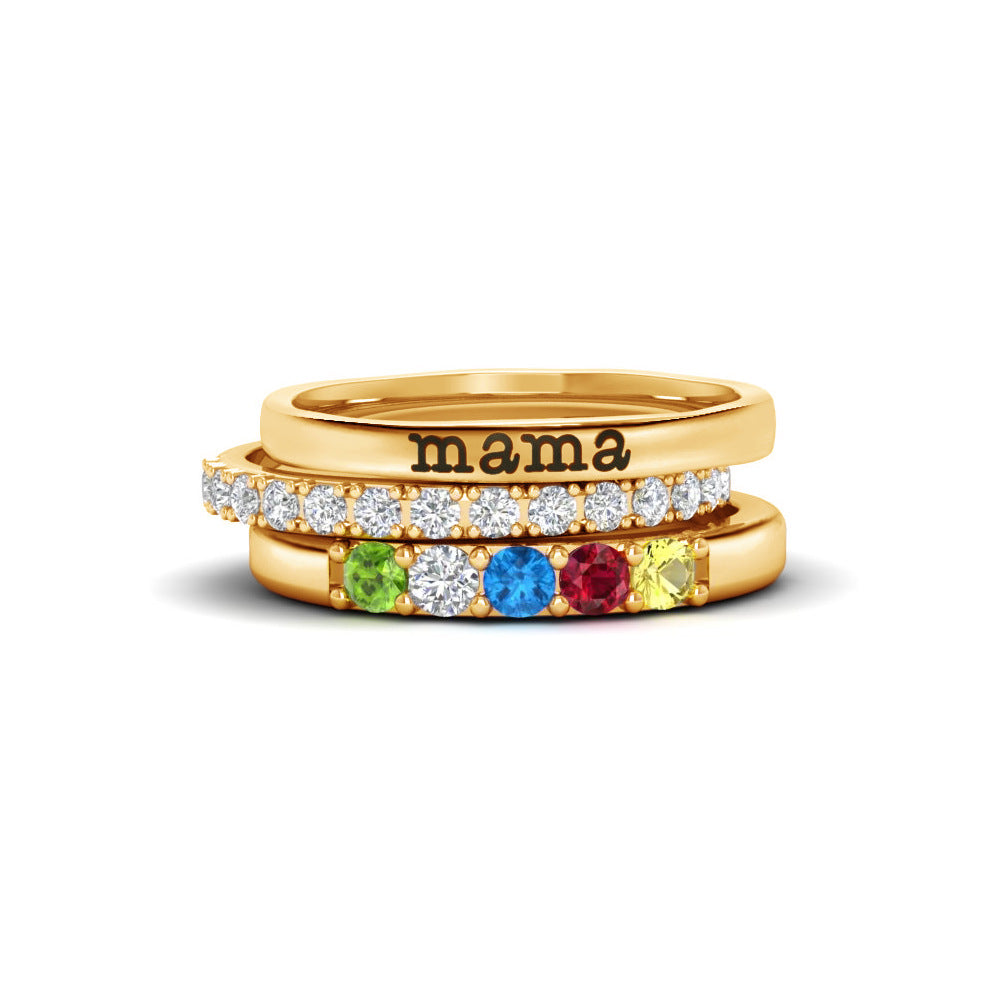 Mother's Day Name Personalized Three Piece Stacking Rings