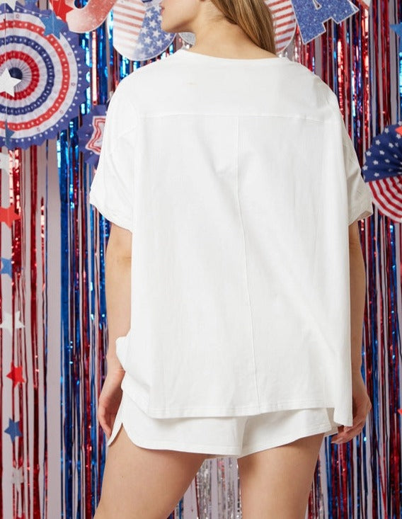 Independence Day Sequined Top + Shorts Set