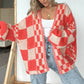 Plaid Open Front Oversize Cardigan