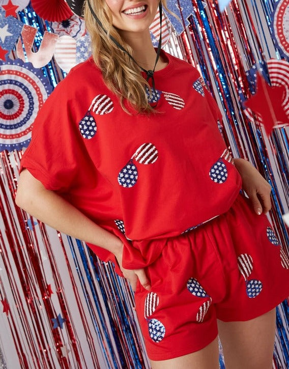 Independence Day Sequined Top + Shorts Set