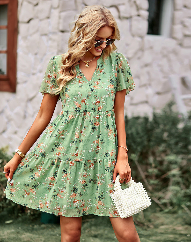 Floral V-neck Dress-6 Colors