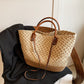 Contrast Woven Tote Shoulder Bag