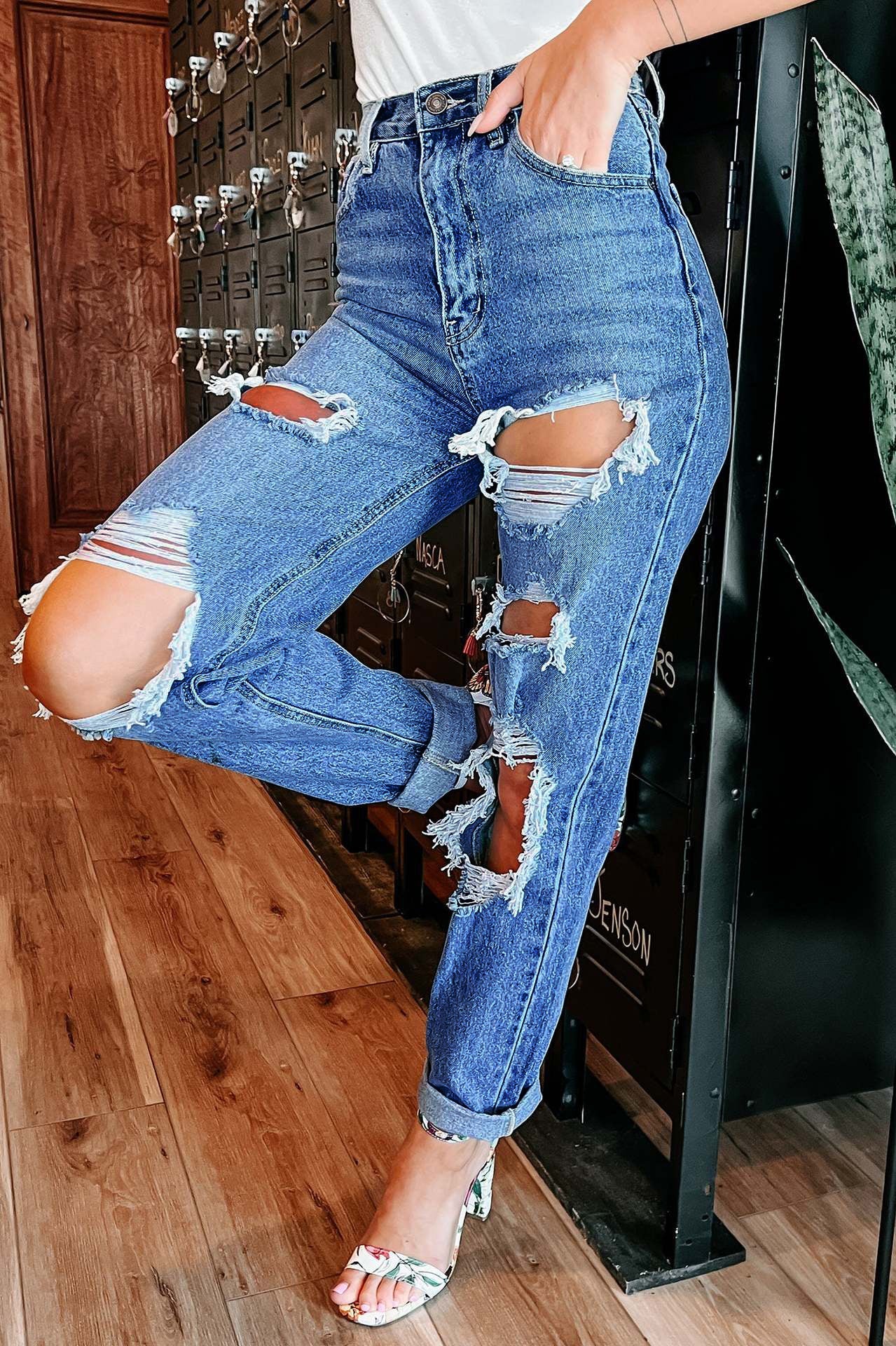 High Waist Ripped Jeans