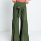 Boho Strappy Elastic Waist Wide Leg Pants