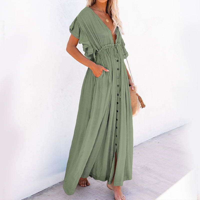 Solid Beach Cover-up Maxi Dress