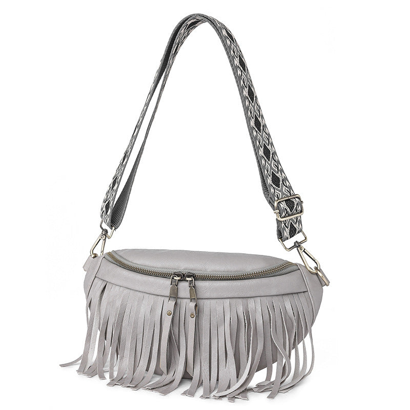 Vintage Tassel Pleated Chest Bag