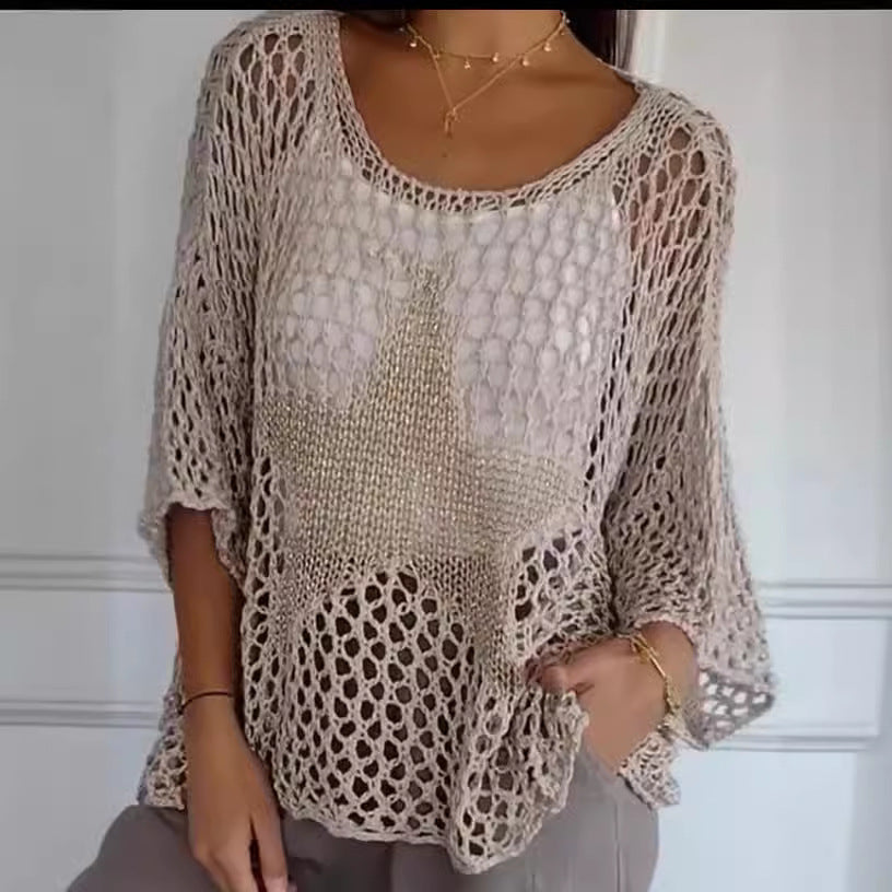 Knitted Star Cutout Top