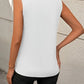 Solid Color Crew Neck Pleated Tank Top