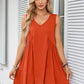 V-neck Sleeveless Pleated Pocket Dress