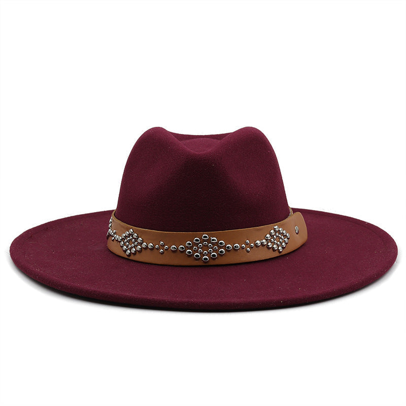 Studded Wide Brim Panama Hat