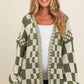 Plaid Open Front Oversize Cardigan