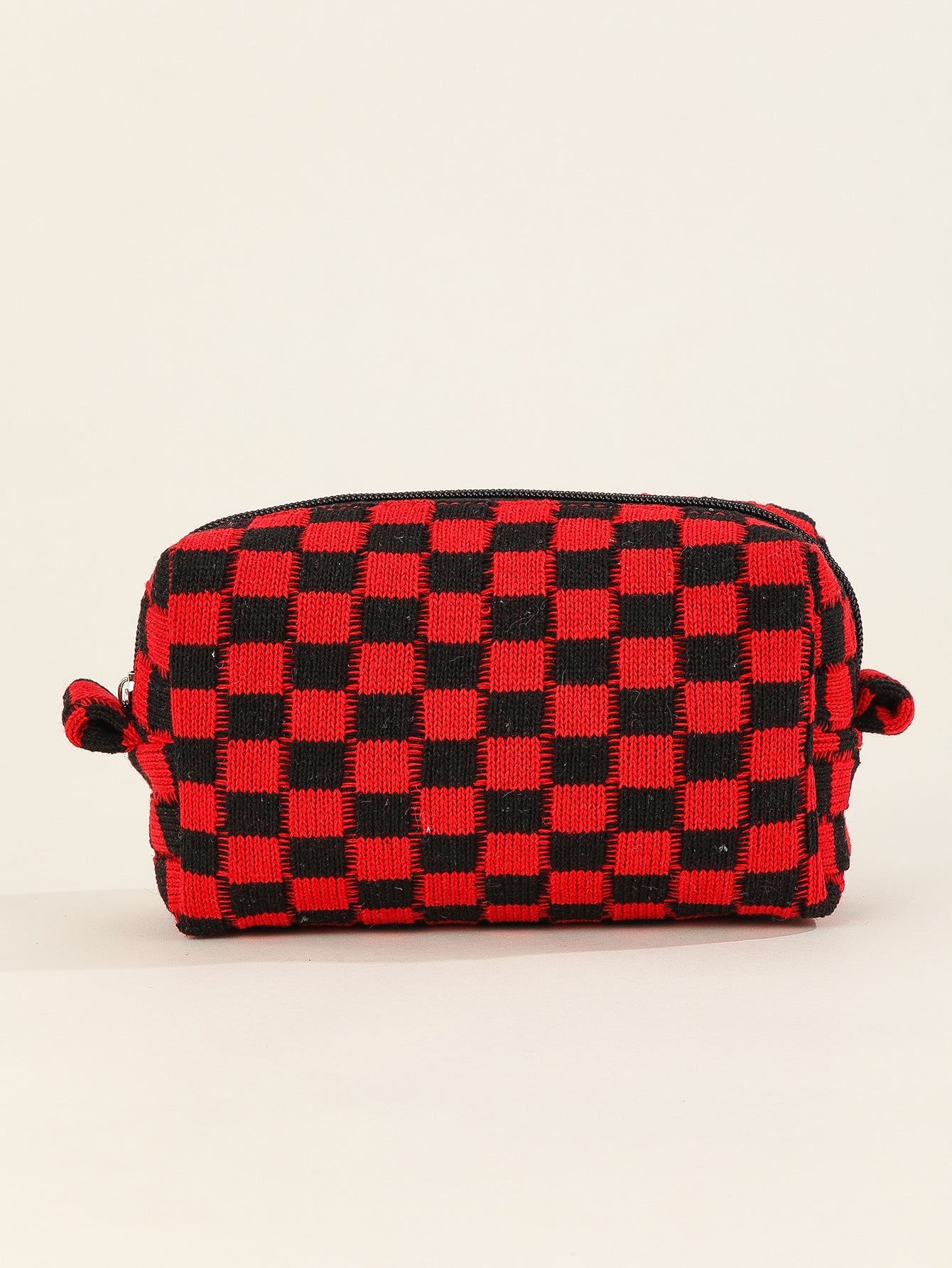 Checkerboard Knit Cosmetic Bag