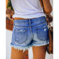 Mid-rise Printed Patch Denim Shorts