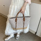 Contrast Woven Tote Shoulder Bag