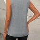 Solid Color Crew Neck Pleated Tank Top