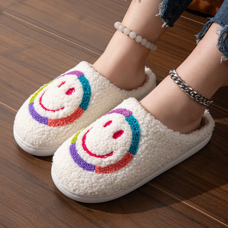 Rainbow Smiley Face Slippers