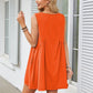 V-neck Sleeveless Pleated Pocket Dress