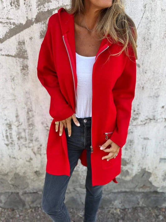 Casual Zip Up Hooded Coat