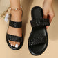 Braided Double Band Leathered Flat Slippers